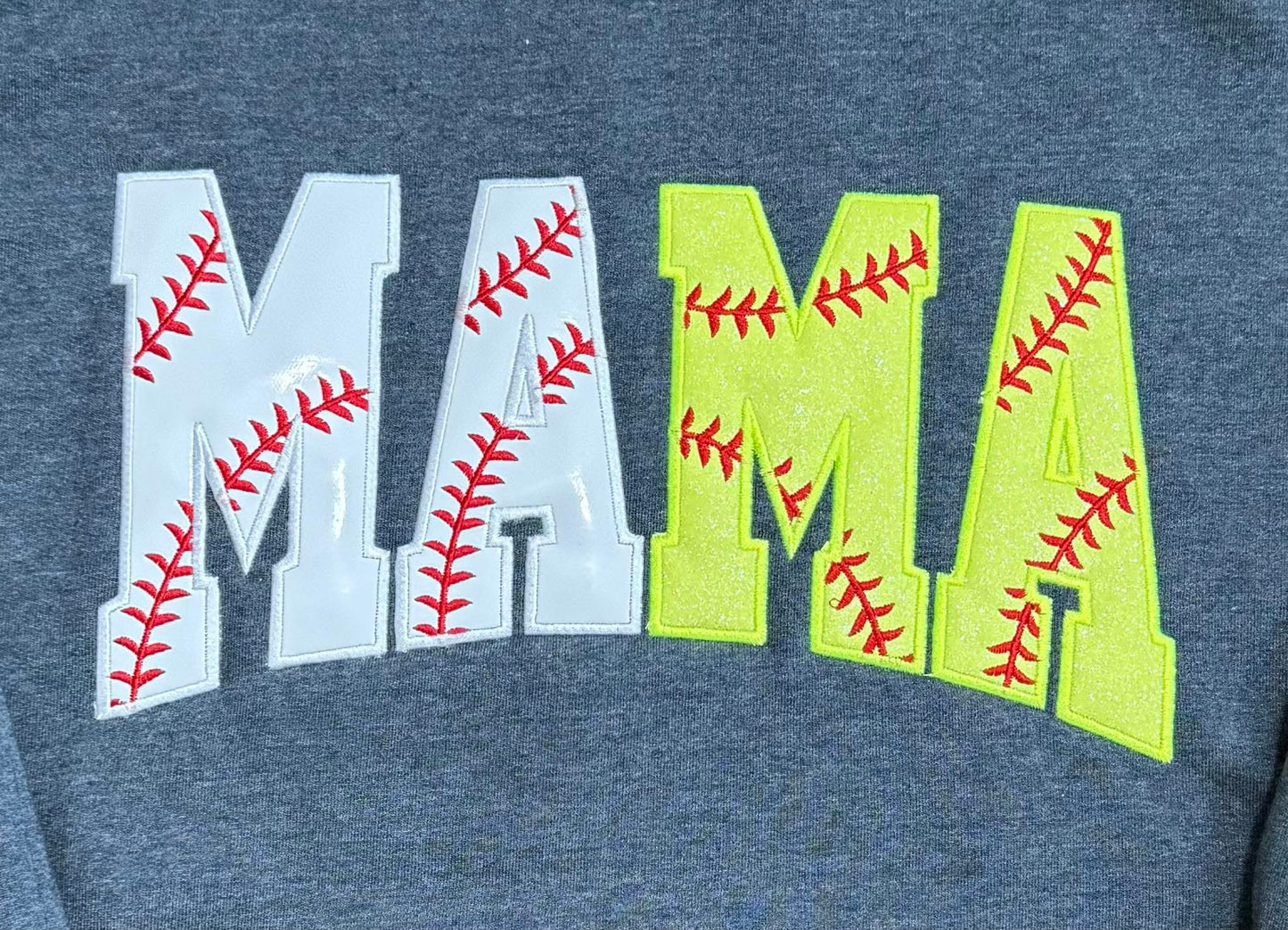 Baseball/Softball Mama Embroidered Crewneck or T-Shirt
