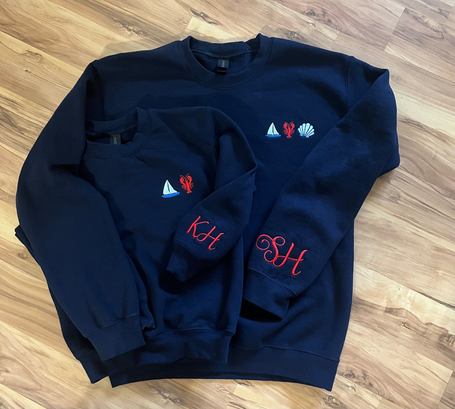 Custom Order for Stephanie Hat, Cup, 2 Crewneck Sweatshirts Embroidered