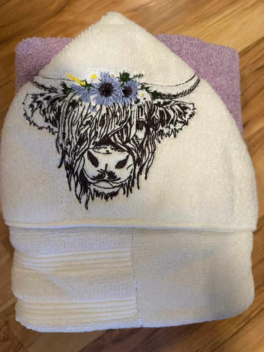 Highland Cow Hooded Towel for Children