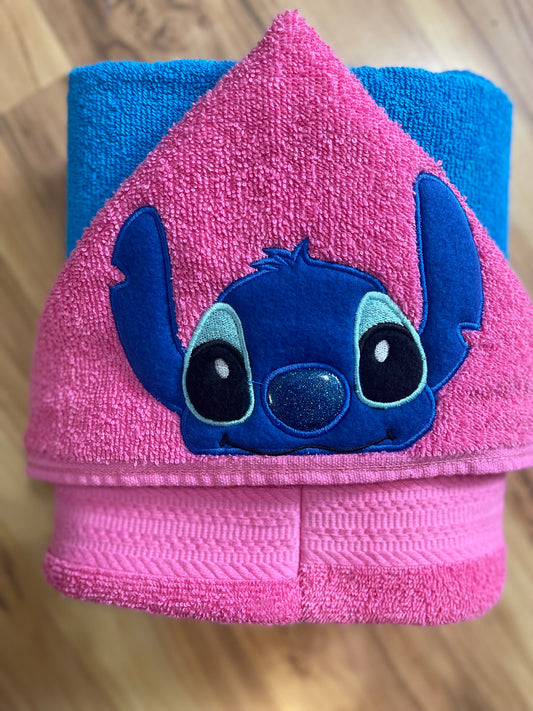 Blue Alien Hooded Towel for Children