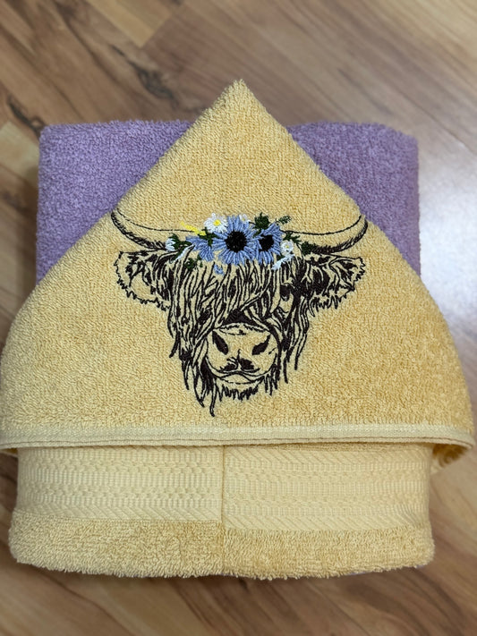 Highland Cow Hooded Towel for Children