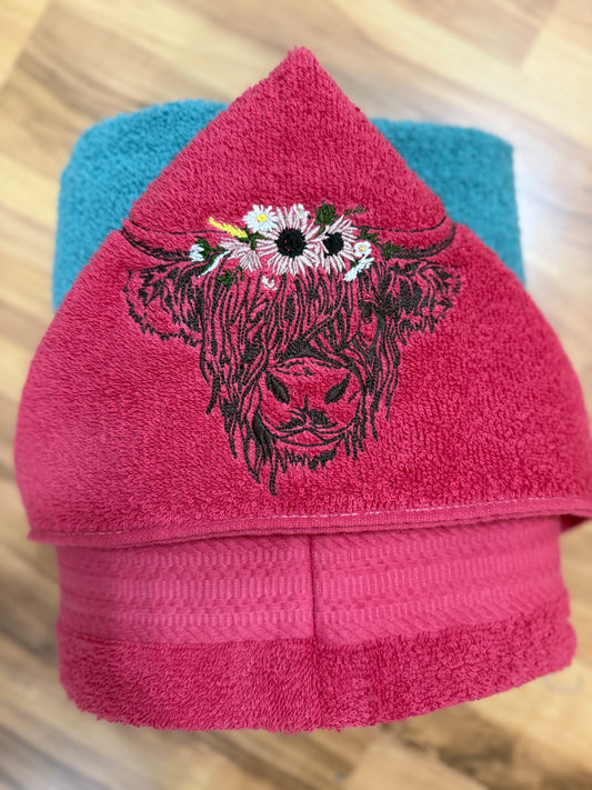 Highland Cow Hooded Towel for Children