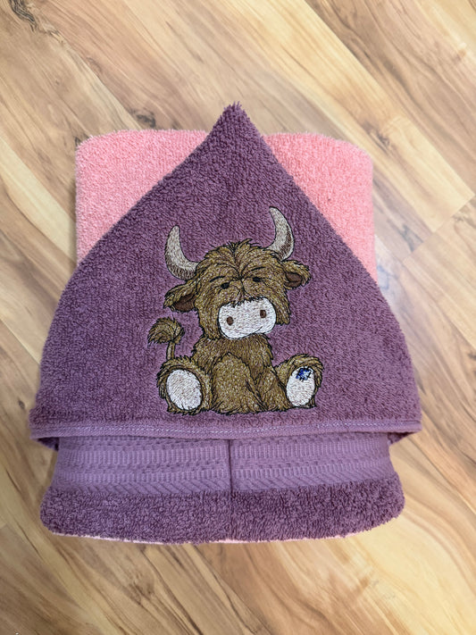 Highland Cow Hooded Towel for Children