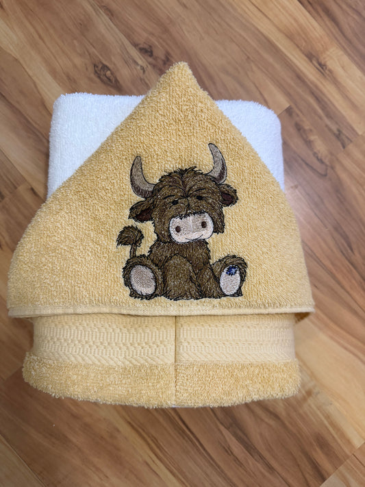 Highland Cow Hooded Towel for Children