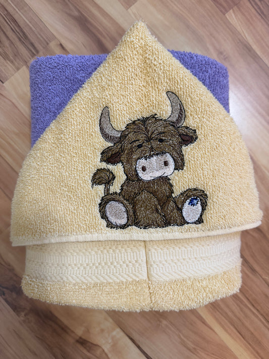 Highland Cow Hooded Towel for Children