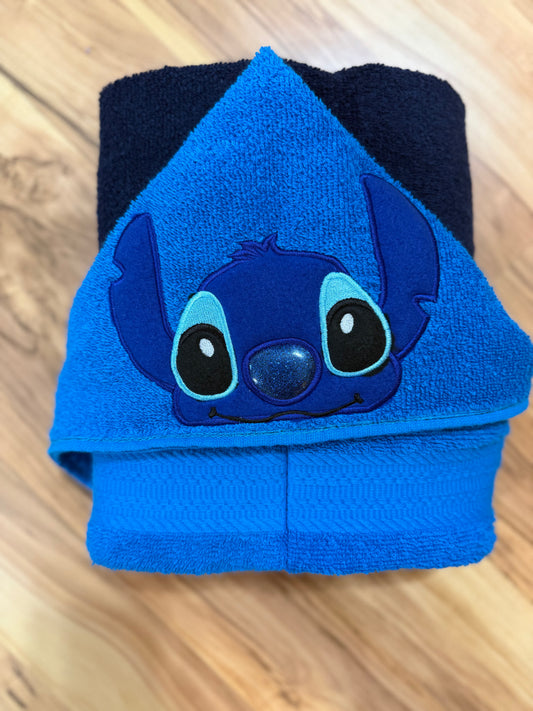 Blue Alien Hooded Towel for Children