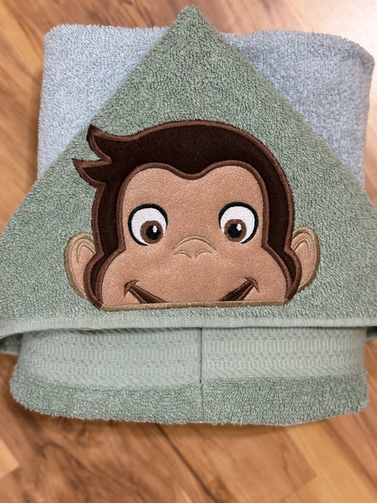Curious Monkey Hooded Towel for Children