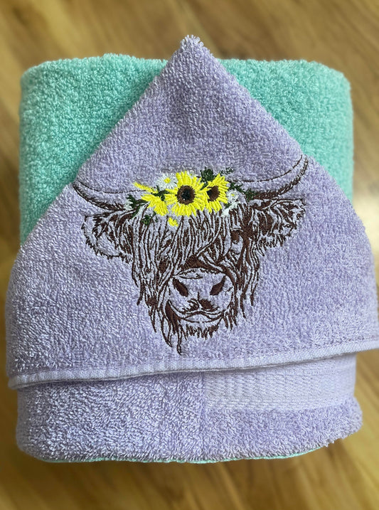 Children's Hooded Towel Highland Cow