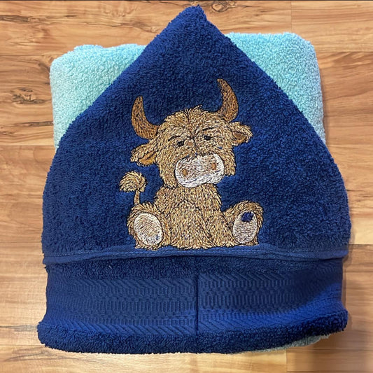 Children's Hooded Towel Highland Cow