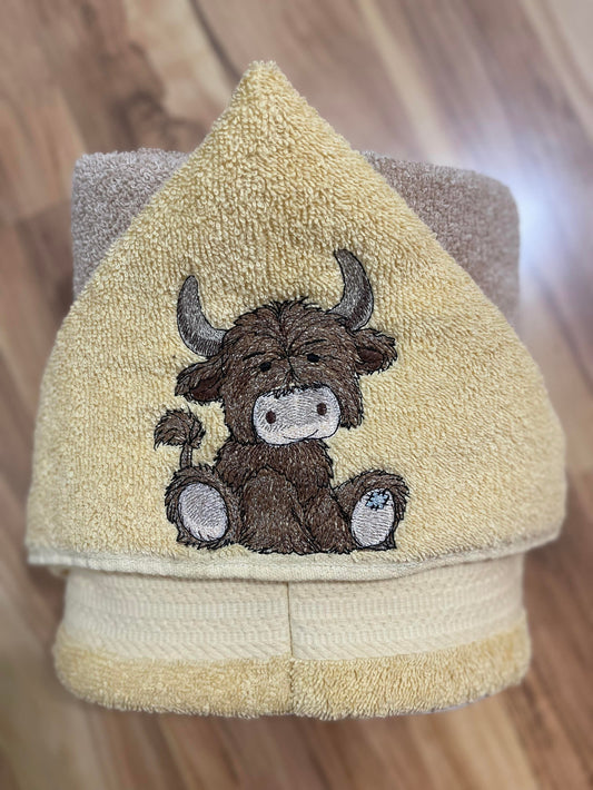 Children's Hooded Towel Highland Cow