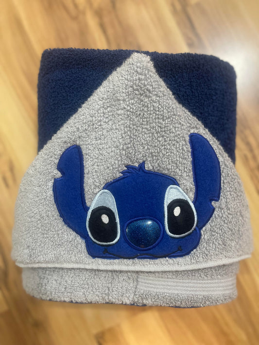 Blue Alien Hooded Towel for Children